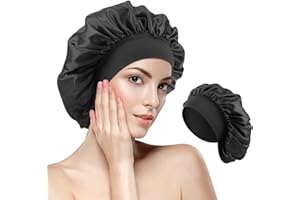 EHIOG Satin Schlafmütze Damen, Satin Bonnet Schlafhaube Nacht Schlafmütz Kopf Abdeckung