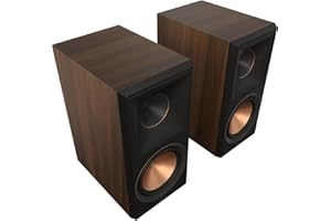 klipsch Reference Premiere RP-600M II Bücherregal-Lautsprecher, 1 Paar mit größerem 90° x 90° Hybrid-Tractrix-Horn, 16,5 cm Cerametallic-Tieftöner für dynamischen Heimkino-Sound, Walnuss