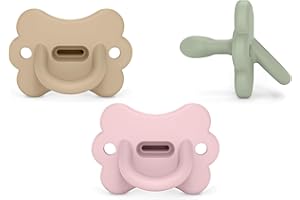 Suavinex, Pack 3 Chupetes Todo Silicona, Bebés 0/6 Meses, Recién Nacidos, Tetina Fisiológica Sx Pro, Blandito y Flexible, Ideal Dormir, Respeta Desarrollo Bucodental, Butterfly, Rosa, Verde, Beige