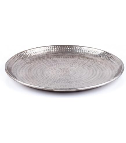 Plateau Oriental En Métal Sidra 30 Cm | Plateau à Thé Marocain Doré | Décoration Sur La Table Dressée