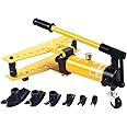 Manual Hydraulic Pipe Bender|10T Hydraulic Bender Tube Bending Manual Exhaust Pipe Tubing Machine Tool 6 Dies|Single Plunger Design|Two-Speed Design