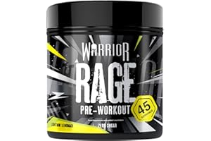 Warrior Rage Pre-Workout Powder, 300 mg Caffeine High Stim Energy Booster with Beta-Alanine, Creatine, BCAAs, Citrulline & AAKG for Focus, Strength & Muscle Pump - Lightin' Lemonade