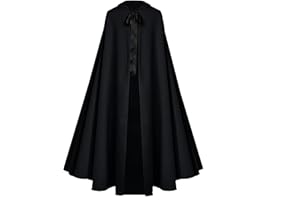 Proumhang Halloween Caplak para Adultos -Disfraz de Capa de Bruja Medieval Renacentista para Hombres y Mujeres,Hobbit Cosplay Corta Capa 130cm Negro