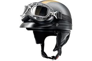 LPXPLP Moto Casque Jet Bol Vintage ECE Homologué Casque Moto Jet avec Lunettes pour Scooter Chopper Casque De Moto Homme Et Femme Helmets Pilot Retro, Demi-Casque D'Été C,54-62CM
