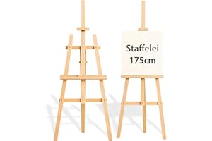 AMAZINGGIRL Staffelei Holz groß Leinwand Ständer 175 cm - Holzständer für Sitzplan Hochzeit Canvas Painting Staffeleien Bilderständer Easel für Kinder und Erwachsene Kiefernholz