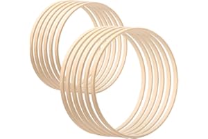 ‎SNTIEECR Sntieecr 12 Stück 2 Größen Holz Bambus Floral Hoop Kranz Makramee Craft Hoop Ringe für DIY Hochzeit Kranz Dekor, Traumfänger und Wandbehang Weihnachten Handwerk (15 cm & 20 cm)