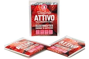 Veloforte Attivo Natural Electrolyte Powder, Fast-Release Energy & Natural Caffeine for Hydration and Performance in Wild Strawberry & Basil, Perfect for Before & During Exercise (9 Pack)