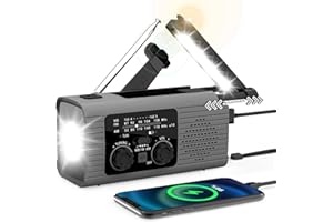FLITI Radio de Emergencia Portátil - R-adio de Manivela de Energía Solar, Radios de Alarma SOS, con Linterna LED, 3 Métodos de Carga, Radios Am/FM/NOAA con Pilas, Viajes, Ourdoor (Gris)