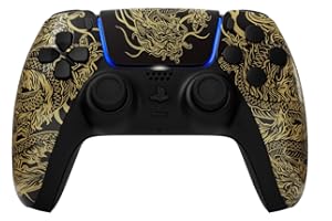 LuxController® PS5 - Custom Design Gold Dragon Controller mit programmierbaren 4er Paddles + austauschbaren Sticks kompatibel mit Playstation5 + PC
