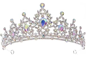 DECENTRALAND Tiara de boda con diamantes de imitación de cristal para novia, boda, princesa, reina, coronación, fiesta de cumpleaños, corona plateada, para niñas y mujeres, carnaval, fiesta de vacaciones,