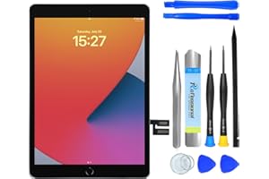NB+ Schermo di ricambio per iPad 7/8 generazione Touch Glass 10,2" A2197/A2198/A2200/A2270/A2428/A2429/A2430, nessun tasto Home, kit di riparazione completo con video