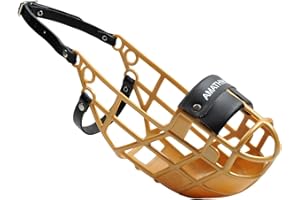 AmatHINGS Bozal modelo Super Kennel Soft con pieza nasal acolchada, para beber, siempre es posible, ideal para el aire libre, el prador, la carpintería, la carrera (oro)