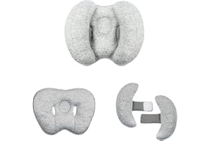 Blublu Park Baby 2-in-1 Reisekissen, Bananenform, verstellbar, Nacken- und Kopfstütze für Babys und Kleinkinder, Autositzeinsatz, Kissen für 3 bis 12 Monate, Grau