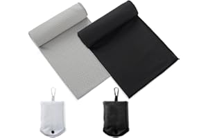 Feicuan 2 Pack Microfibre Towel for Gym Beach - 90 x 30 cm / 34.5 x 11.8 Inches Quick Drying Towels Compact with Storage Bag Hook Absorbent Holder Cooling Towel for Sports, Swimming, Camping, Hiking