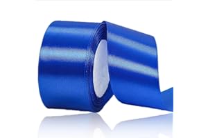 ASALZBOAY Geschenkband Blau 50 mm Breit,23 Meter Satinbänder Royalblau Stoff Schleifenband Kunsthandwerk,Hochzeitsdekoration, Weihnachten, Haarbögen, Blumensträuße, Geburtstag und Geschenkverpackung