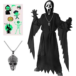 Costume Halloween Ghostface - Avec Masque, Robe Et Couteau Factice - Taille S à XL - Unisexe Pour Fête Déguisée