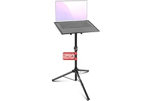 Pyle PLPTS2 Supporto Notebook da DJ e Proiettore, Treppiede Regolabile in Altezza fino a 89 cm con Dimensioni della Piastra di 35,56 cm x 27,94 cm, Supporto Laptop Scrivania, Ottimo per Palco o Studio