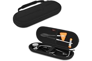 SKYREH Stethoscope Hard Case, Shockproof Slim Travel Storage Carrying Bag for 3M Littmann Classic III, 3M Littmann Cardiology IV, Lightweight II S.E, Omron, ADC, MDF Acoustica Stethoscope, Black