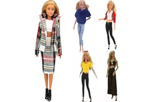 LANCE HOME Ropa y Accesorios para Muñecas, 5 Conjuntos Moda Abrigo de otoño Vestidos Pantalones Zapatos Sombrero Rompevientos para 29cm Muñecas Accesorios Bebé Regalos (F)