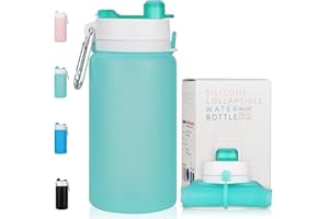 NAVTUE 550ml Collapsible Water Bottle, BPA Free Reusable Lightweight Leak-Proof Travel Silicone Water Bottle for Travel, Gym, Hiking, Office, Camping (LightGreen)