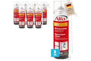 621 ALFA - Mousse PU expansive bi-composants 400ml manuelle pour châssis, 8 pièces, à durcissement rapide, rendement du volume 12-14 l (une fois posé)