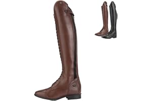 Legacy Venado Riding Boots with Polo Lacing, Italian Leather, Great Fit and Quality, OrthoLite© Comfort Insole, Extra Long Shoelaces, Sizes 37-42, Black & Brown, black
