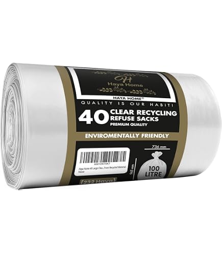 Homewise 40 Sacchetti Rifiuti Pesanti Con Coulisse – 70 Litri – Neri, Ecologici In Materiale Riciclato