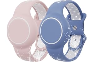 GRTREES Wasserdichtes Armband kompatibel mit AirTag für Kinder, 2 Stück Silikonhalter mit Versteckt Cover Design Armband kompatibel mit AirTag, Atmungsaktiv GPS Tracker Halter für Kinder BWPW