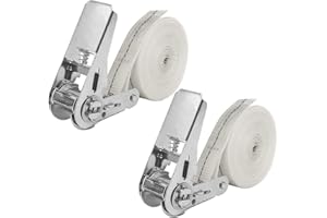 NIUXX Sangles d'Arrimage avec Cliquet, 2 Pièces 6m Sangles à Cliquet Sangles d'Arrimage 25mm Sangles à Cliquet, Charge 800 kg, Sangles d'Arrimage Extrêmement Robustes pour Sécuriser la Charge, Blanc
