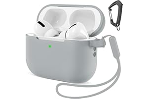 MATEPROX Silikonowe etui kompatybilne z AirPods Pro 3, z brelokiem i smyczą, ochrona przed wstrząsami do AirPods Pro 3rd Generation 2025-Szary