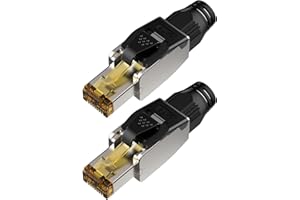 Dozylive 2 Pièce Cat 8 Connecteur RJ45 Sans Outil, 40 GBit/s Fiche Ethernet RJ45 Male Blindée en Zinc, CAT 8 Prise Réseau 20000 MHz pour CAT 8/7/6 Mural