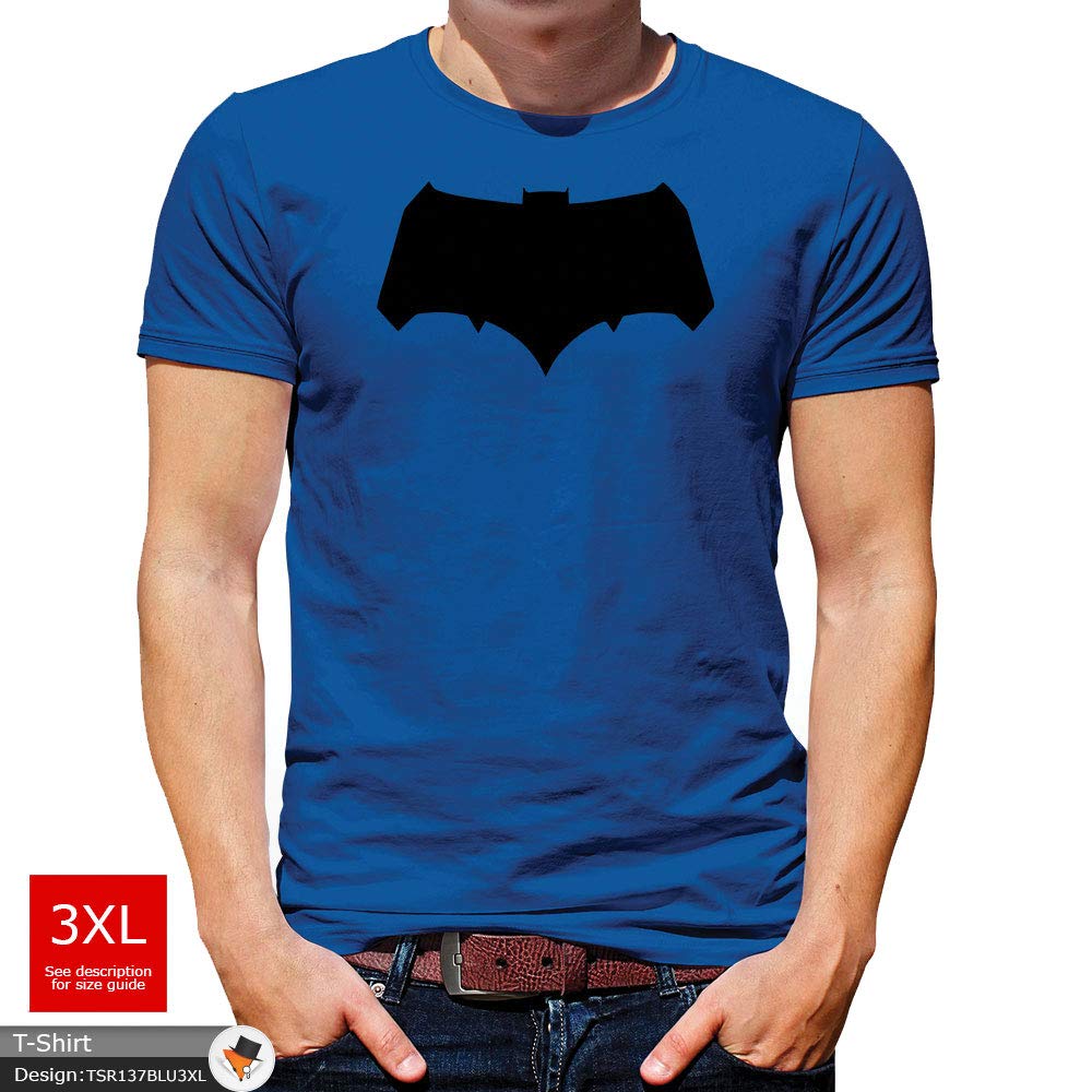 Lord-Fox-Herren-Batman-Brust-Logo-Team-Fledermaus-Erwachsen-Herren-Neuheit-Spa-Kurzrmelig-Freizeit-T-Shirt-Blau-3XL