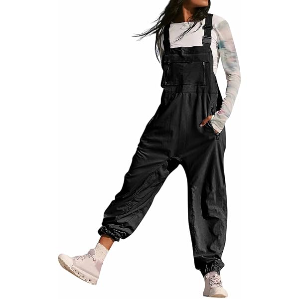 Salopette Femme BRONG à Bretelles - Pantalon Large Avec Poche - Style Décontracté