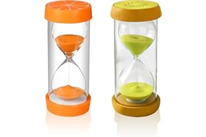 Kytpyi sablier, sablier Enfant, Ensemble de sablier en Forme de Fruit sucré 10 Minutes, 15 Minutes, sablier adapté à la Cuisine Cuisine, Jeu, Familial, Classe (2 pièces, Orange, Vert)