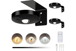 Lightsjoy 3 Pack Picture Lights for Wall Rechargeable Battery Spot Light 3 Color Temperature Dimmable LED Wall Lights Wireless Remote Control Stair Lights Timer Magnetic Art Painting Light Black