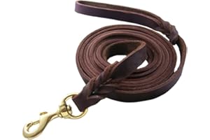 Vivi Bear Guinzaglio intrecciato in vera pelle per cani di taglia grande/media canina K9 comportamento addestramento guinzaglio corda 1,5 pollici di larghezza per 8,5/6,9/5,2/1,2 m di lunghezza marrone scuro (1,2 m di lunghezza)