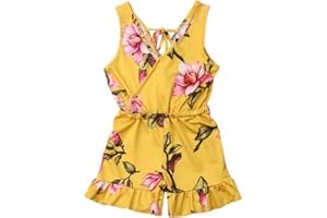 Carolilly Combi-Short Floral Jumeaux Bébés Filles Eté Sans Manches Chic à la Mode 1-6 Ans