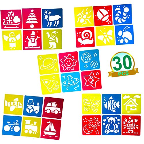 Eurshine Plastik Schablonen Kinder Schablonen Malen Zeichenschablonen Set Kreative Malerei für Kinder Lernen Geschenk tier Schablonen, 30 Stück