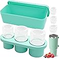 Ice Cube Trays with Lids - Compatible with Stanley Cup (40/30/20 OZ), 3 Heart-Shaped Cylinder Ice Molds for Freezer, Perfect for Chilling Cocktails, Whiskey, Coffee & Drinks