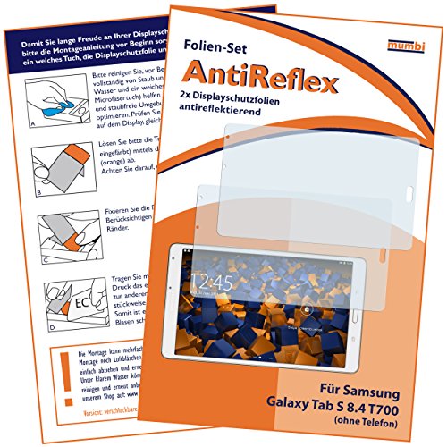 2 x mumbi Displayschutzfolie Samsung Galaxy Tab S 8.4 T700 Schutzfolie AntiReflex matt (nur T700 OHNE Telefonfunktion) - 2