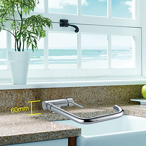 Homelody Chrom Vorfenster Küchenarmatur Wasserhahn Spültischarmatur Mischbatterie Armatur Wasserkran Spültischbatterie für Küchen - 6