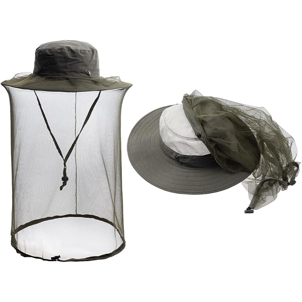AOGOE Cappello Con Zanzariera, Zanzariera Cappello, Rete per La Testa, Anti Zanzara Cappello, Apicoltura Cappello Velo per Campeggio, Escursionismo, Pesca, Protezione da Insetti e Zanzare
