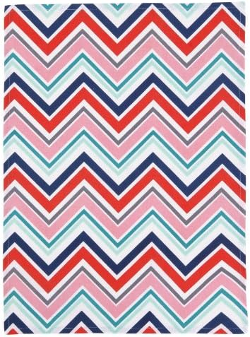 Kate Spain Ahoy Zigzag Kitchen Towel, Blue/Red