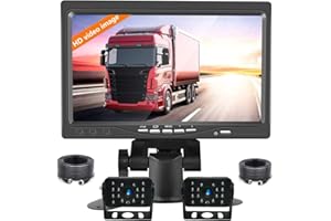 ANDUBEST Reversing Camera Kit for Van, 2pcs Backup Cameras Waterproof Night Vision with 7 inch Monitor +66ft 4 PIN Car Rear View Camera Cable for Bus Truck Trailer RV Campers Motor Home