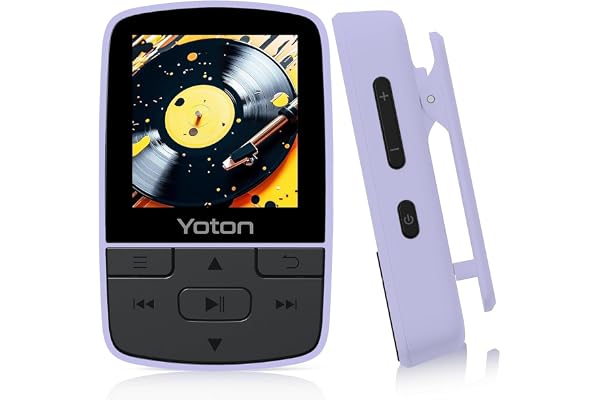 YOTON Lecteur MP3 avec Clip, Mini Musique MP3 Bluetooth 5.2, Super léger (28.5g),Son HiFi sans Perte, Radio FM, Chronomètre, Enregistreur, Podomètre, etc, avec Écouteurs, Violet