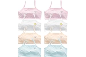 ACMEDE 10 Pack Sports Bra Crop Top Bra Girls Training Bra Young Girls White Seamless Sports Bra Training Crop Top Kids Teen Cotton Bra Underwear Crop Vest Tops for Girls 4-16 Years