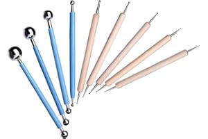 AKORD 9 Pieces Ball Stylus Tools Dotting Sculpting Modeling Tools Clay Ceramics Pottery Carving Modelling Tool Embossing Sculpting Set