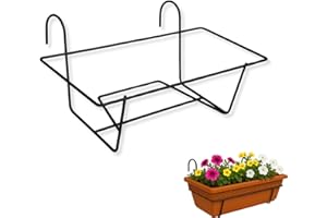 TECHZOCO Soporte Metal para Jardinera de Balcón, Soporte de maceteros y Plantas, Jardinera para barandilla, Colgante de balcón, Metálico, Color Negro, Apto para Jardineras de 50 cm de Largo