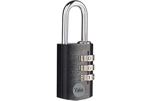 Yale Lucchetto in alluminio a combinazione YE3CB/28/126/1/BK nero, corpo 28mm, arco in acciaio, combinazione a 3 cifre
