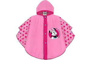 PERLETTI Cape de Pluie Disney Minnie pour Fille - Poncho Pluie Résistant Léger Impérmeable Ecole Maternelle Minni Mouse - Veste Enfant Rose